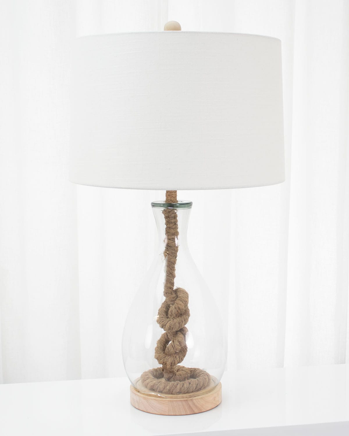 Shop Couture Lamps Nantucket Table Lamp, 29" In Recycled Glass, Jute Rope, Natural Rubberwood