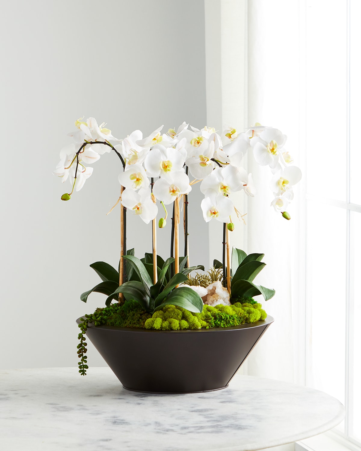 Shop T & C Floral Company Orchids & Geode In Round Metal Container In White
