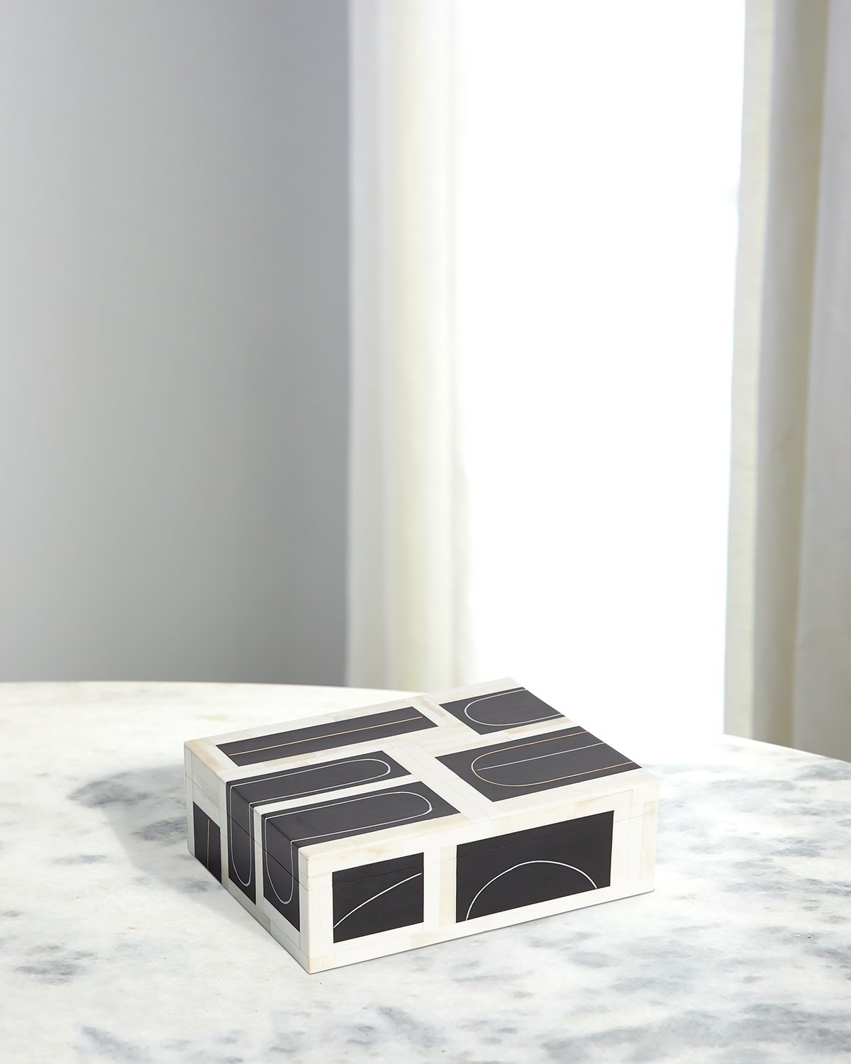 Global Views Brass Loop Box - Large In Black/white