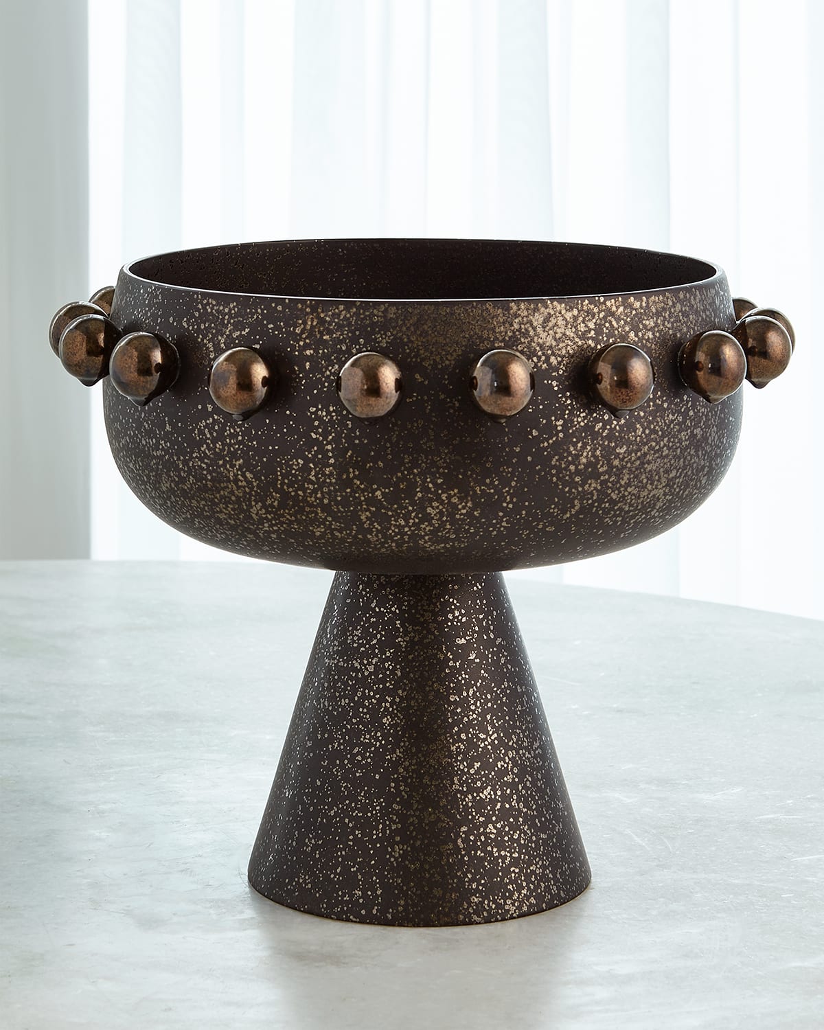 Shop Ashley Childers For Global Views Spheres Collection Footed Bowl In Bronze