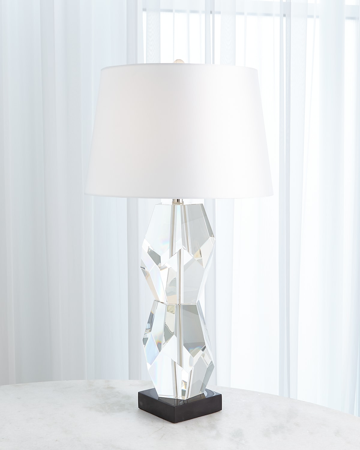 Global Views Facet Block Lamp In Clear