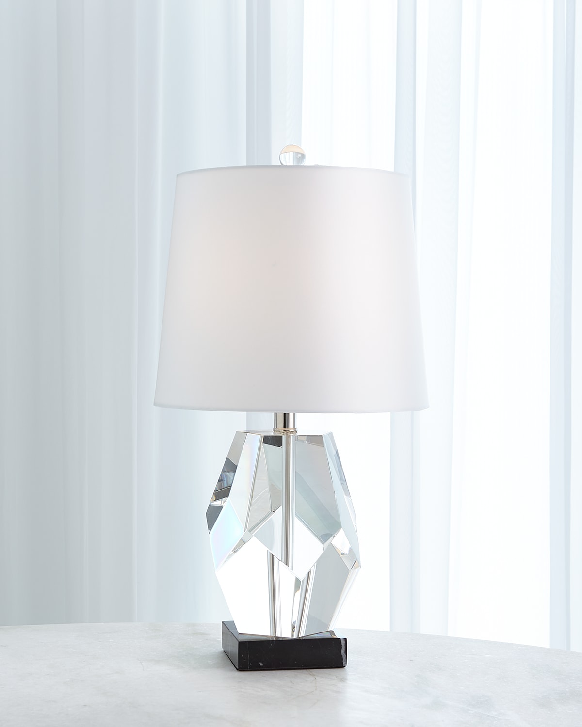 Global Views Facet Block Lamp In Clear