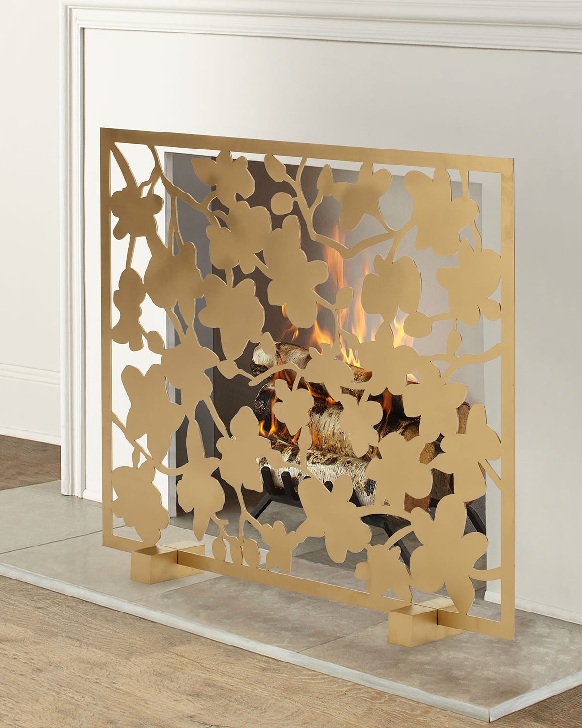 Shop Tommy Mitchell Cherry Blossom Fireplace Screen In Gold
