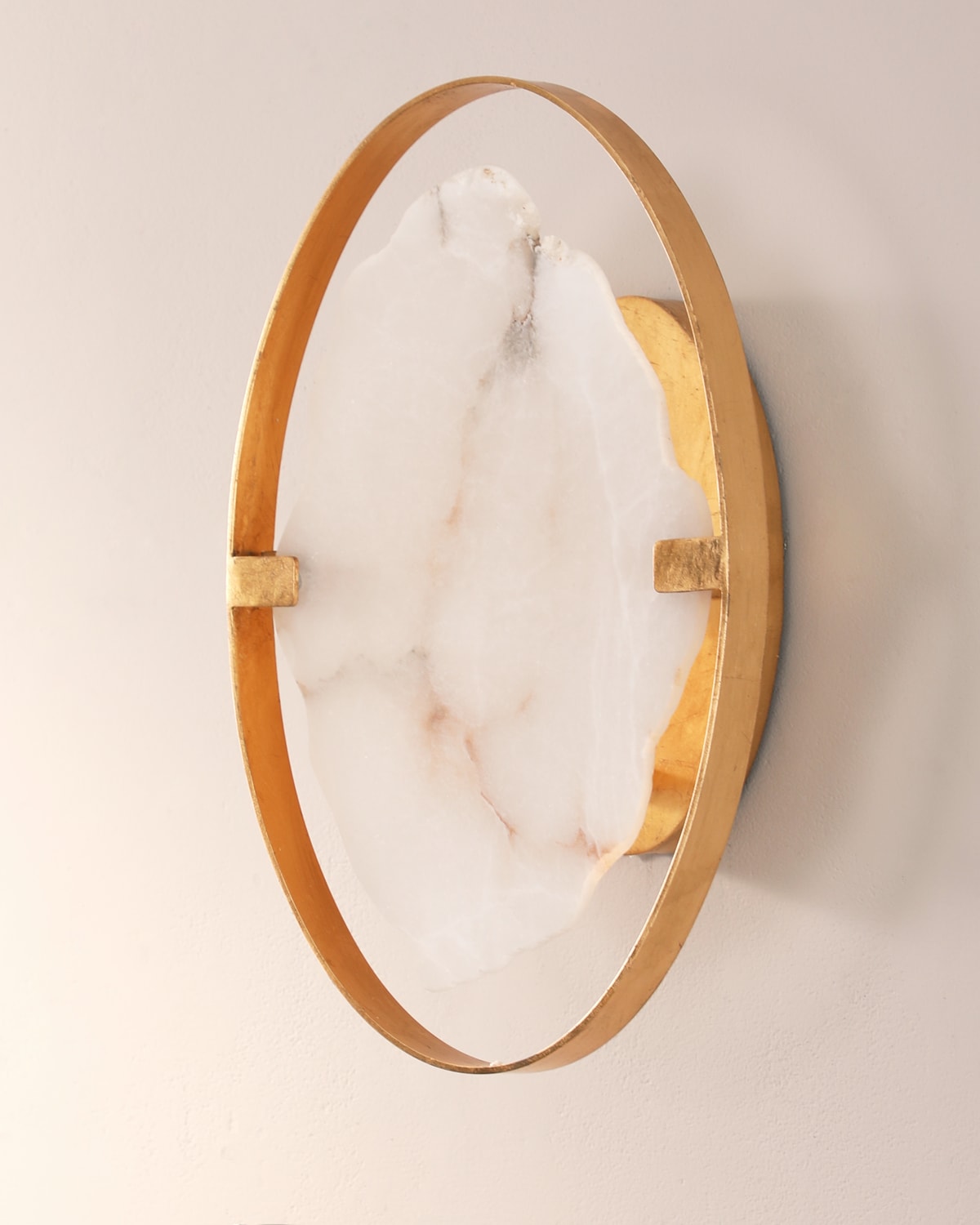 Neiman Marcus Alabaster Wall Sconce In Gold