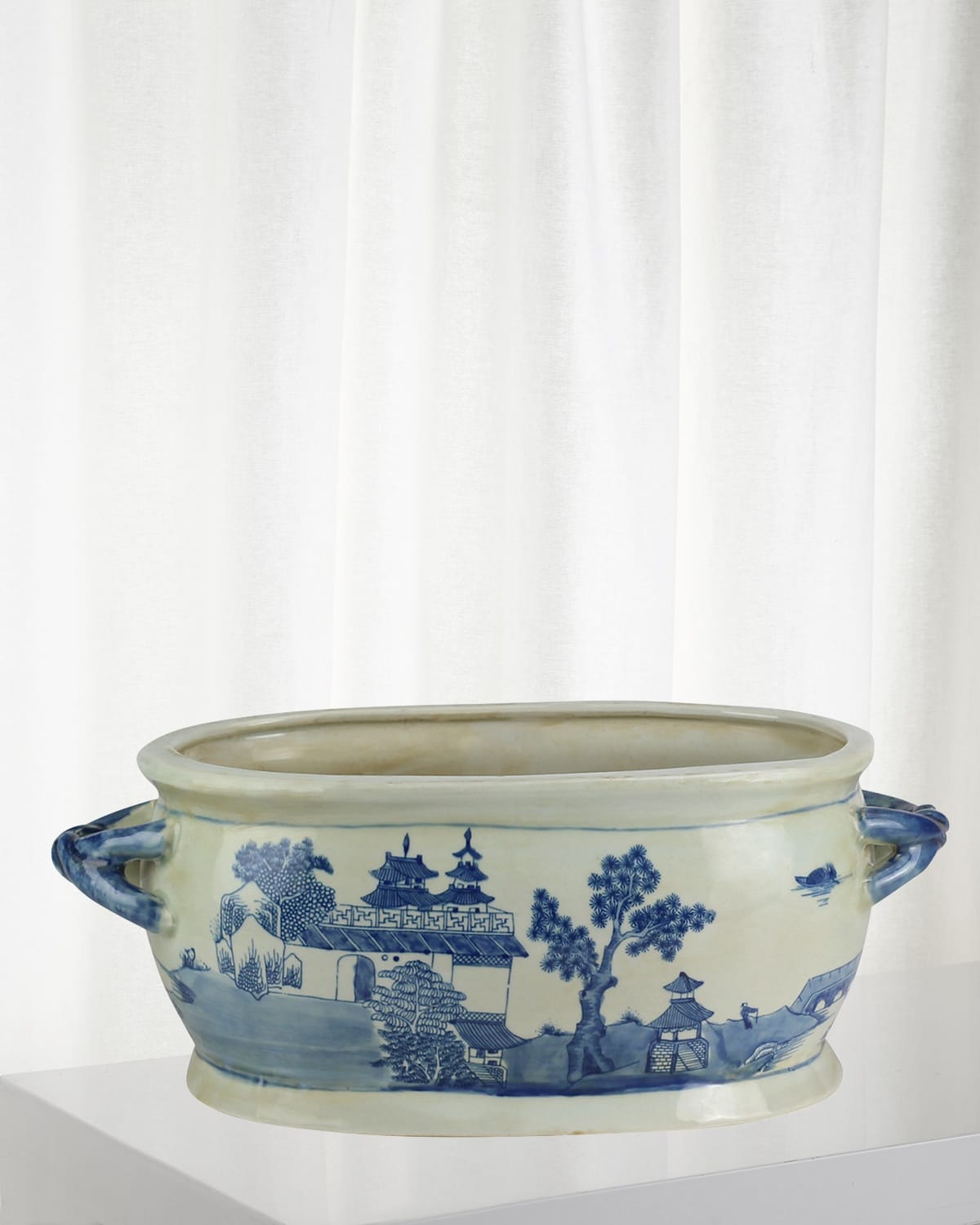 Shop Winward Home Blue & White Ceramic Pot In Blue/white