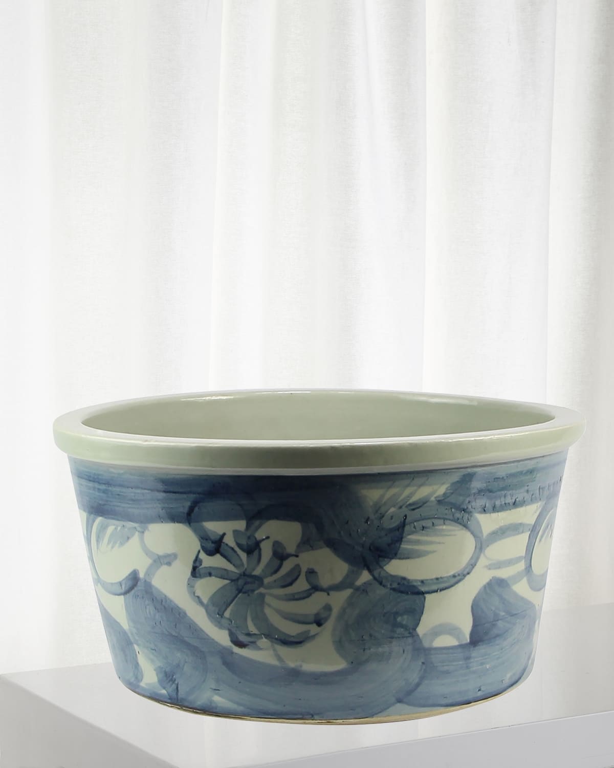 Winward Home Blue & White Ceramic Pot In Blue/white