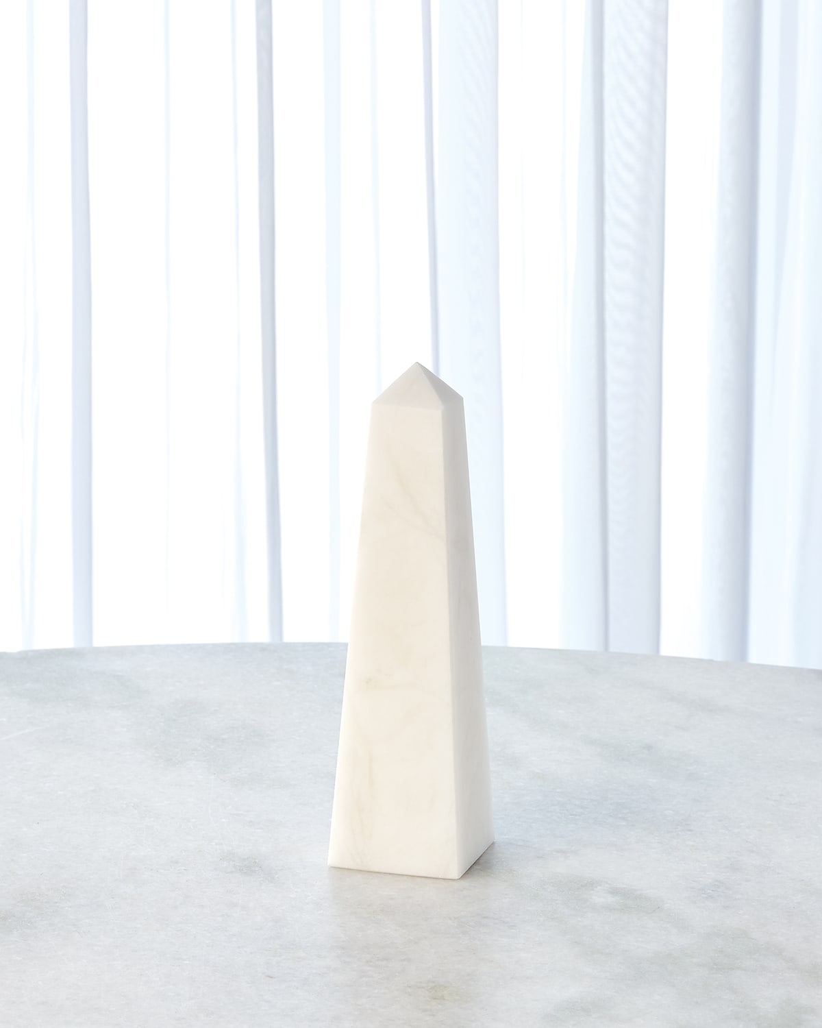 Global Views Medium White Alabaster Obelisque In White