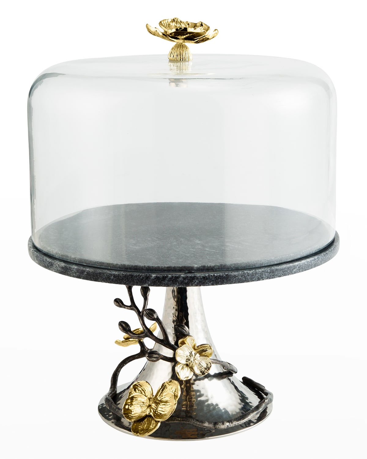 MICHAEL ARAM GOLD ORCHID CAKE STAND WITH DOME