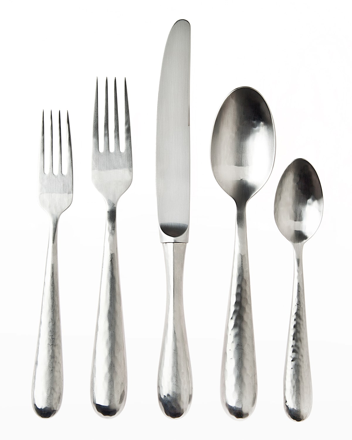 Shop Ricci Silversmith 5-piece Florence Satin Hammered Flatware Set In Silver