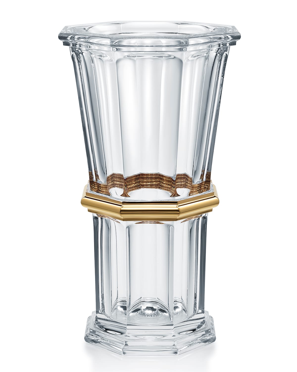 Shop Baccarat Harcourt Gold Straight Vase In Clear