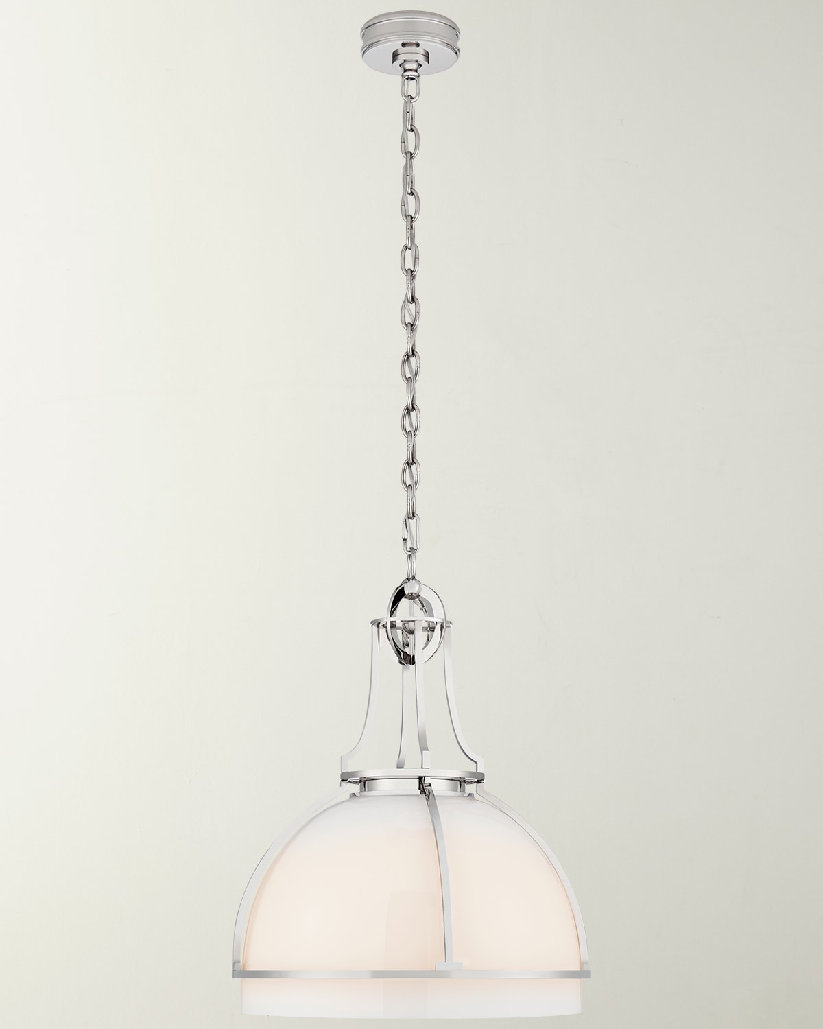 Shop Visual Comfort Signature Gracie Large Dome Pendant By Chapman & Myers In Silver