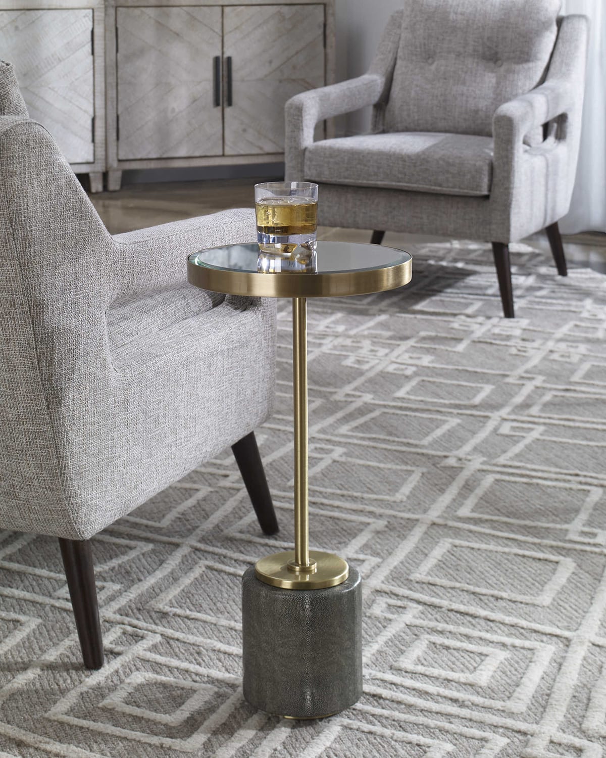 The Uttermost Co Lacey Accent Table In Gray/brass