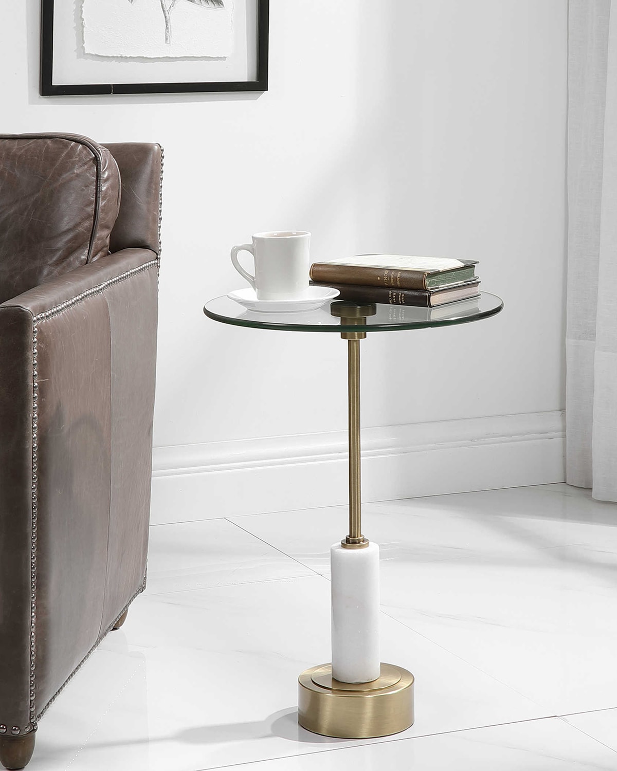 The Uttermost Co Embry Accent Table In Brass/white