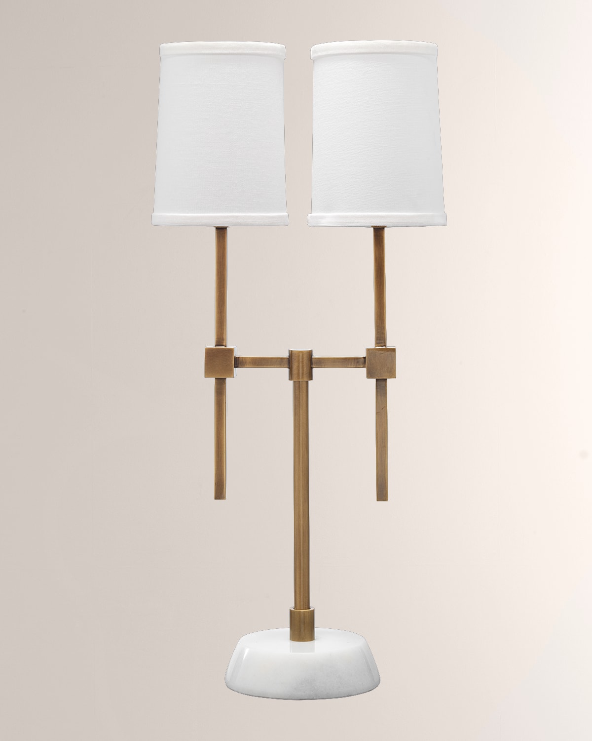 Shop Jamie Young Minerva Twin Shade Console Lamp In Brass &amp; White