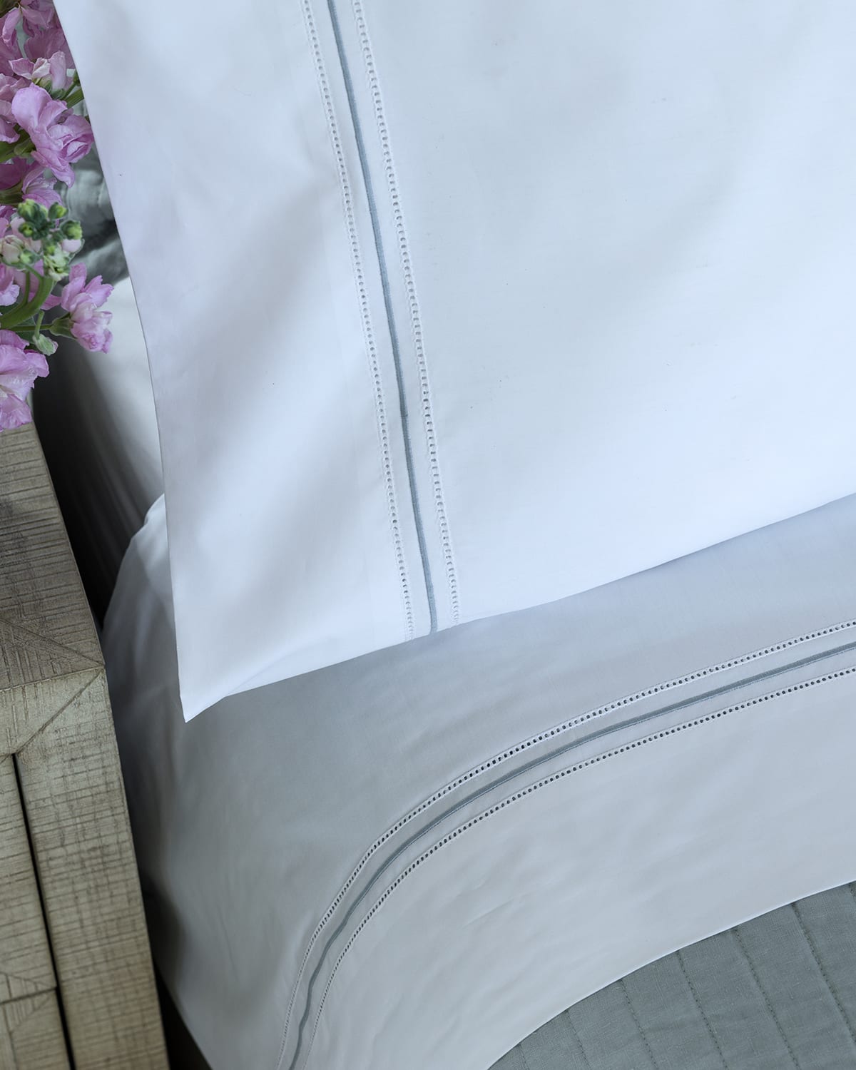 Lili Alessandra Dana 300-thread Count King Pillowcases, Set Of 2 In White/spa