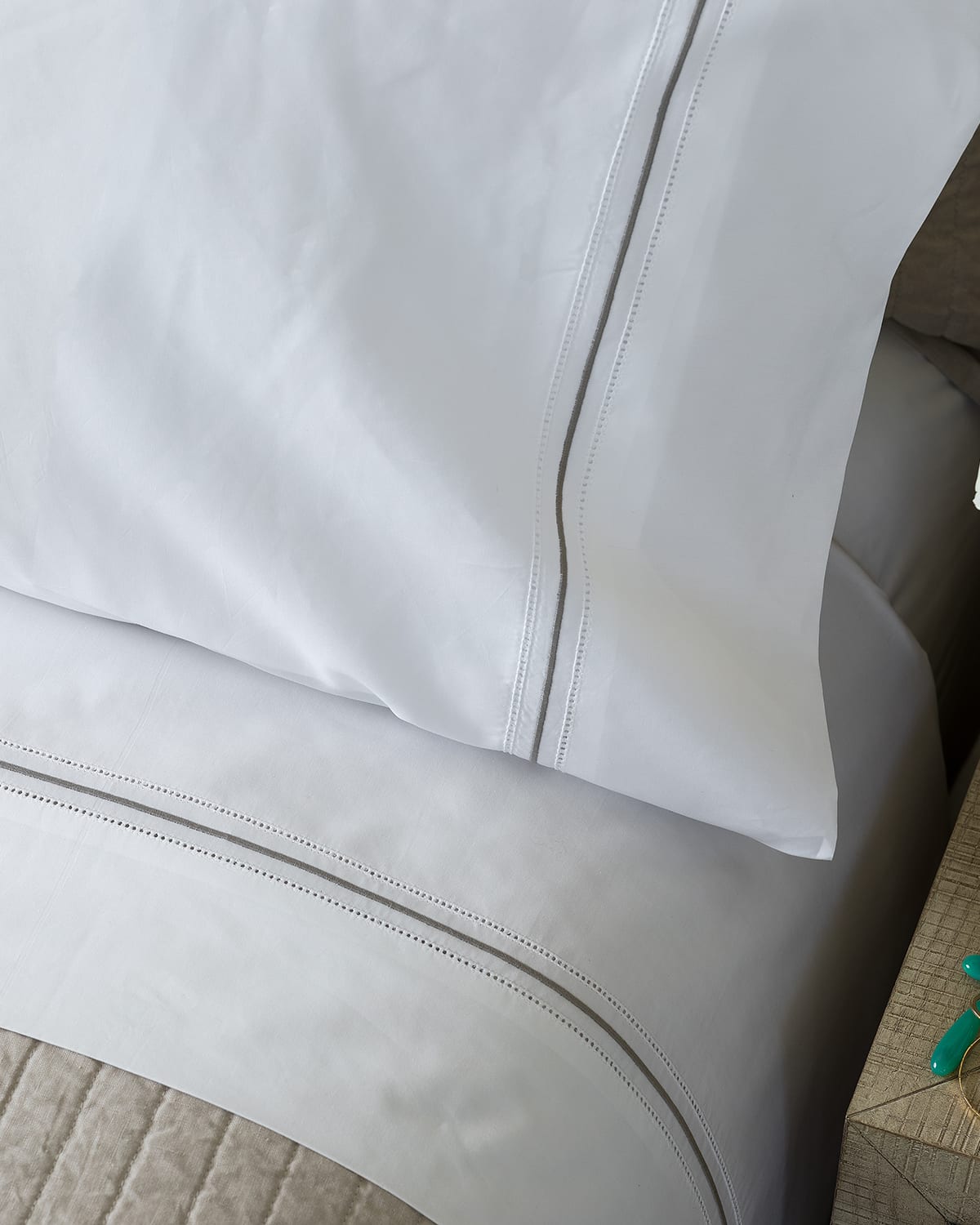 Lili Alessandra Dana 300-thread Count King Pillowcases, Set Of 2 In White/spa