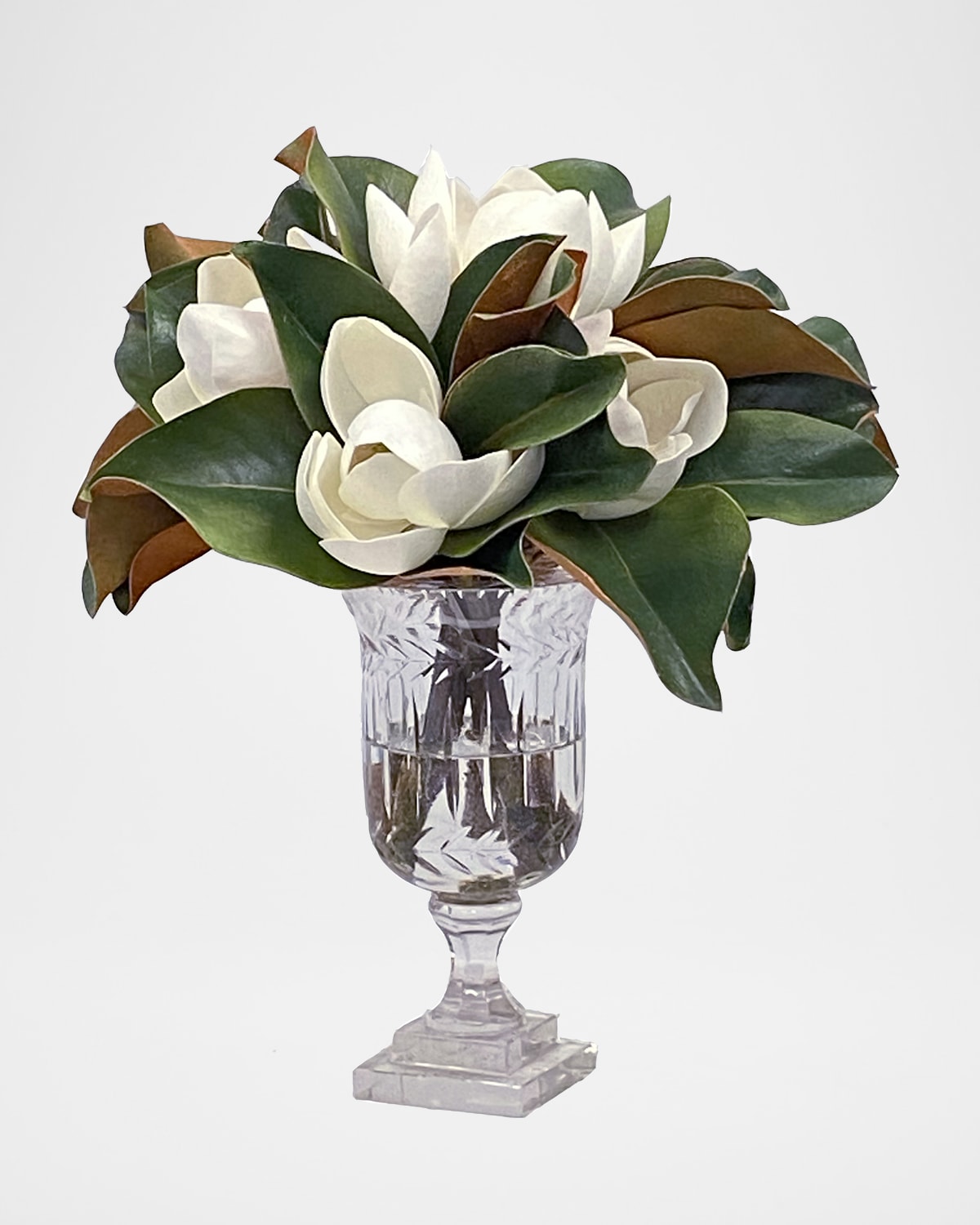 Winward Home Magnolia Faux Floral Arrangement In Striped Vase In White