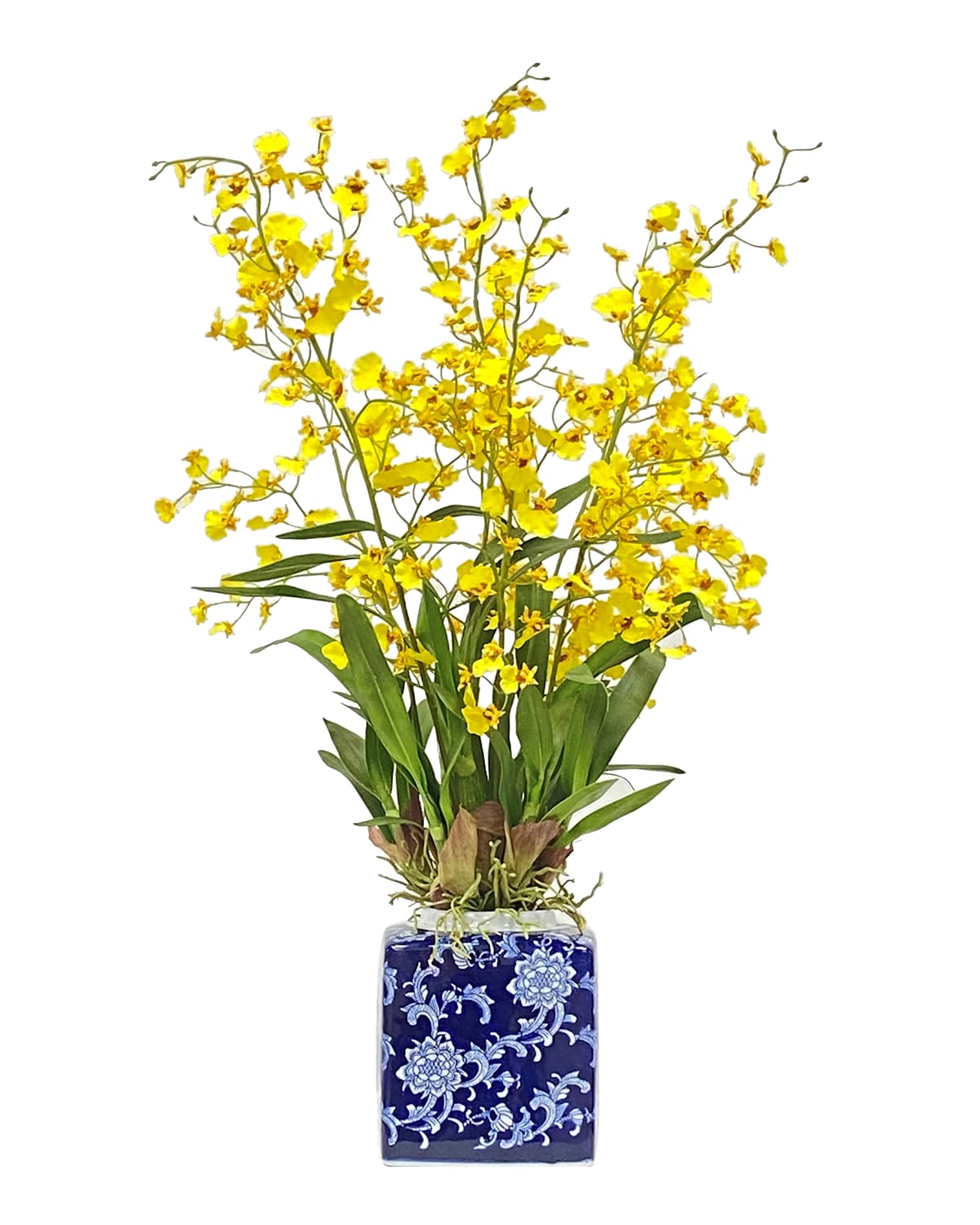 Winward Home Oncidium Orchid Faux Floral Arrangement In Pot In Yellow