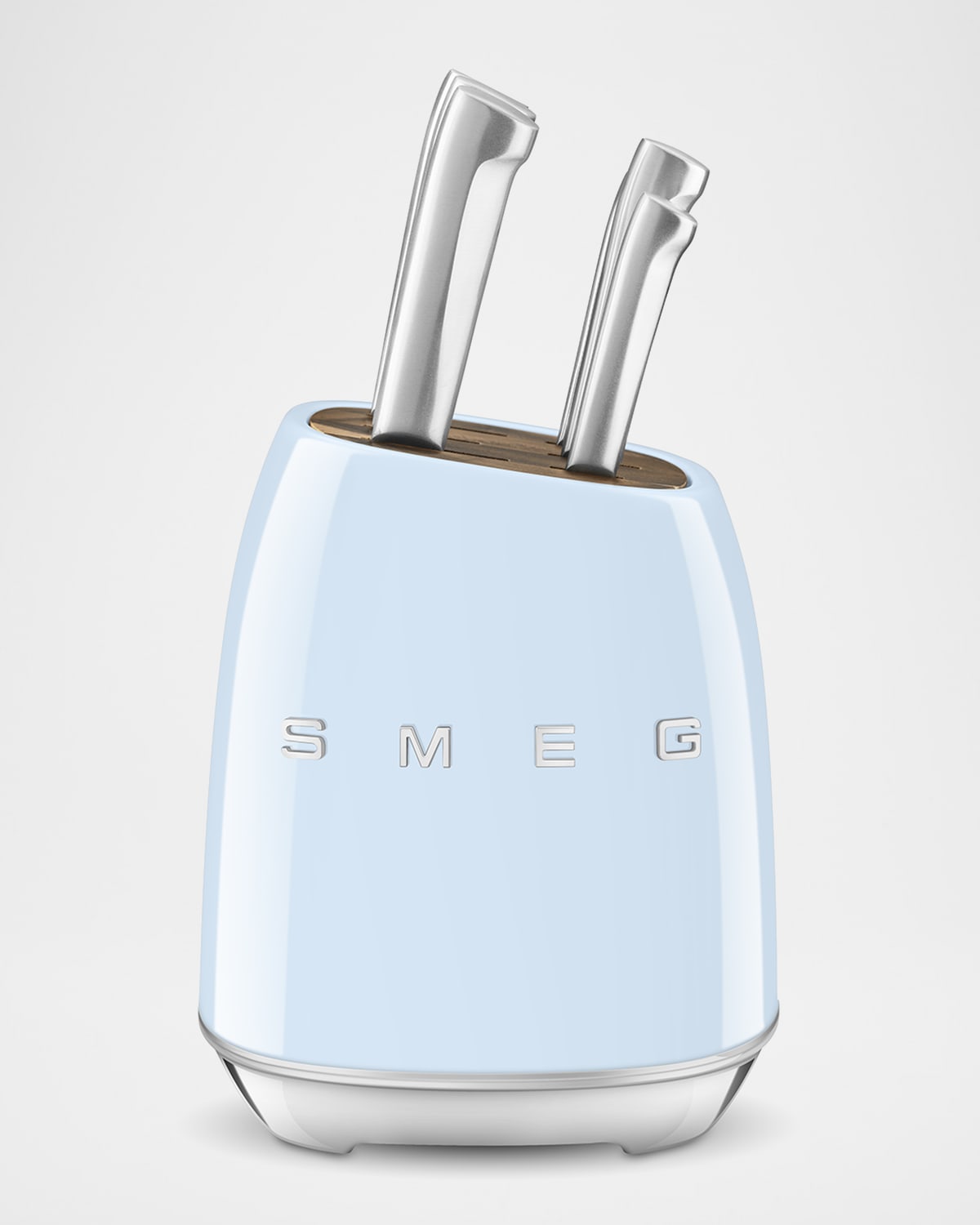 Smeg 7-piece Knife Block Set, Pastel Blue