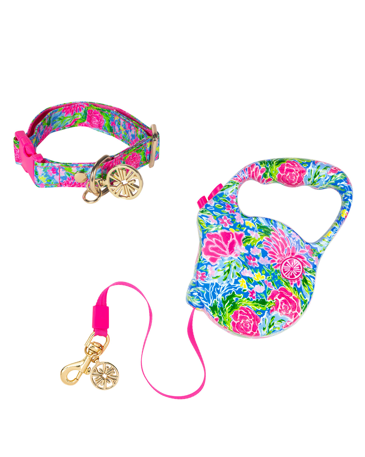 Lilly Pulitzer Bunny Business Dog Lead Leash & Collar, S/M
