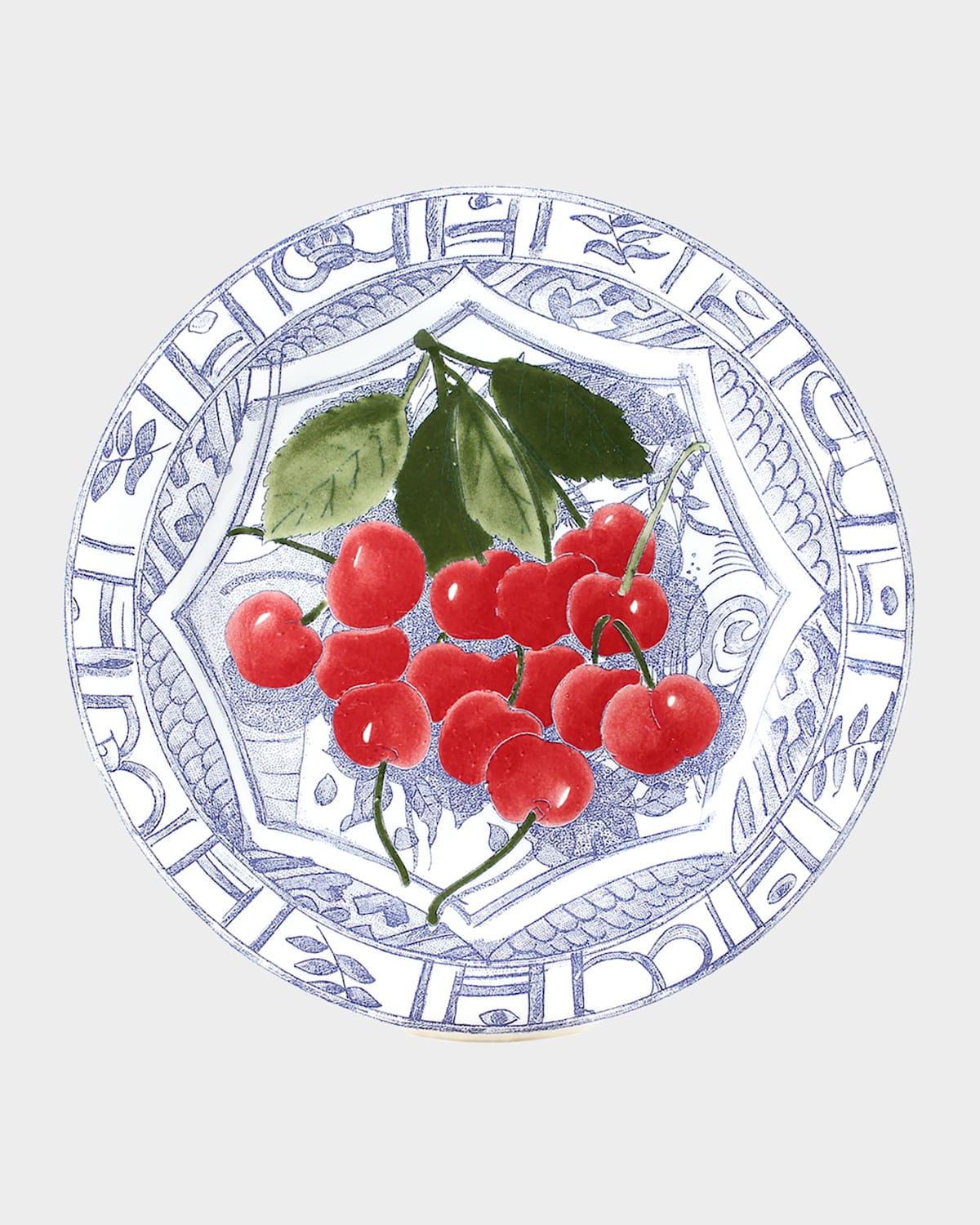 Gien Oiseau Blue Dessert Plate In Cherry