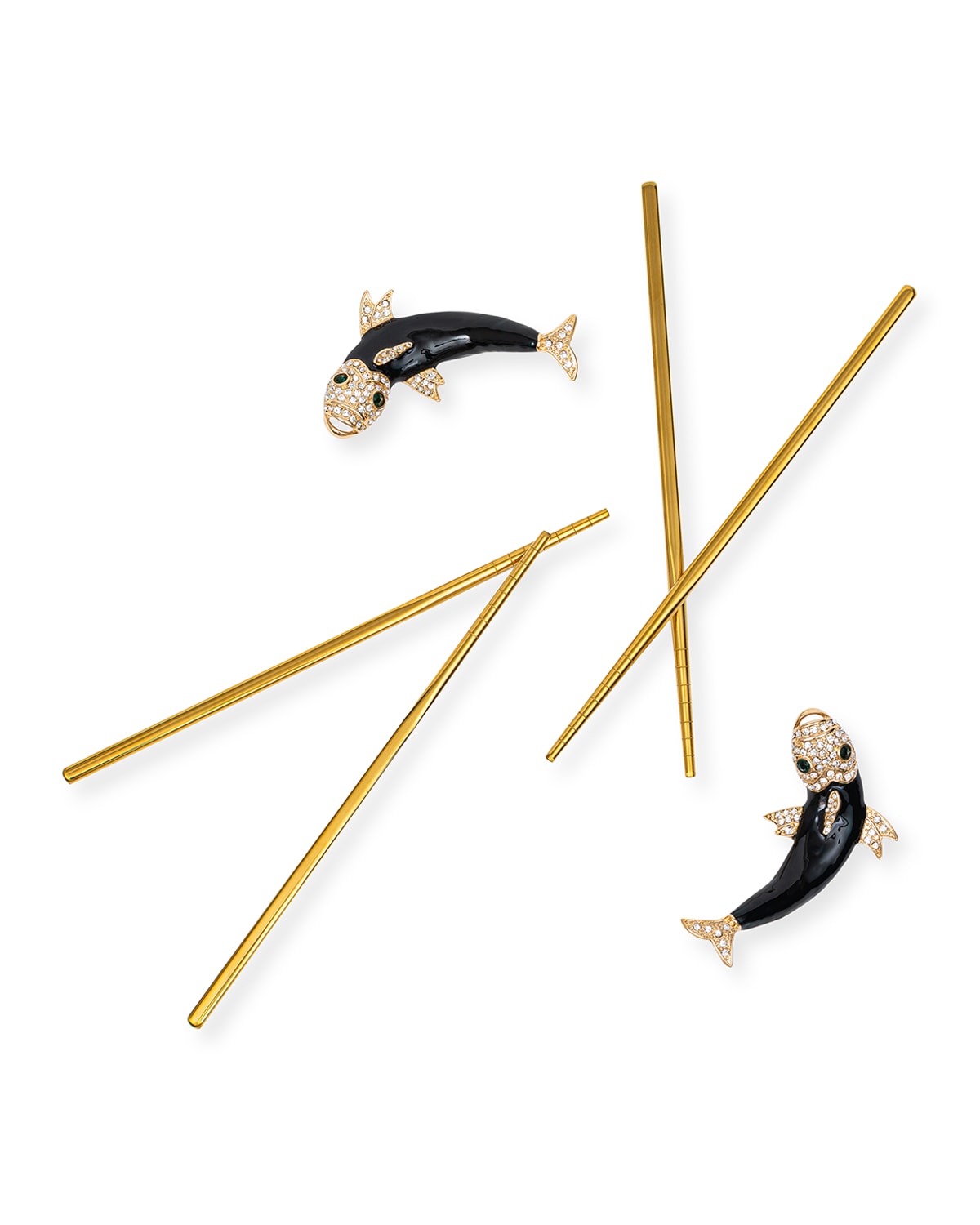 Shop Joanna Buchanan Enamel Koi Chopstick Rests With Chopsticks, Set Of 4 In Gold