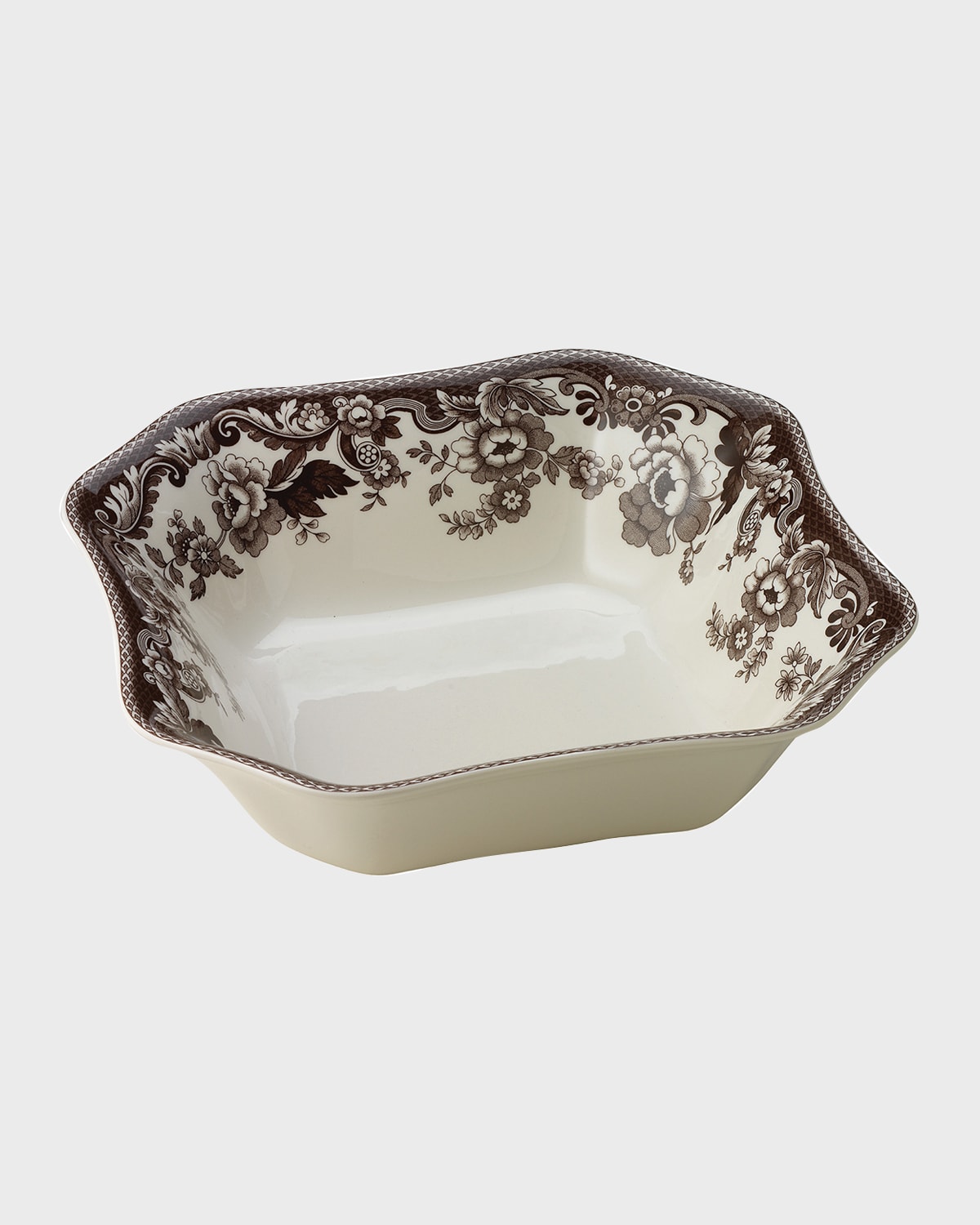 Spode Delamere Square Serving Bowl In White/brown