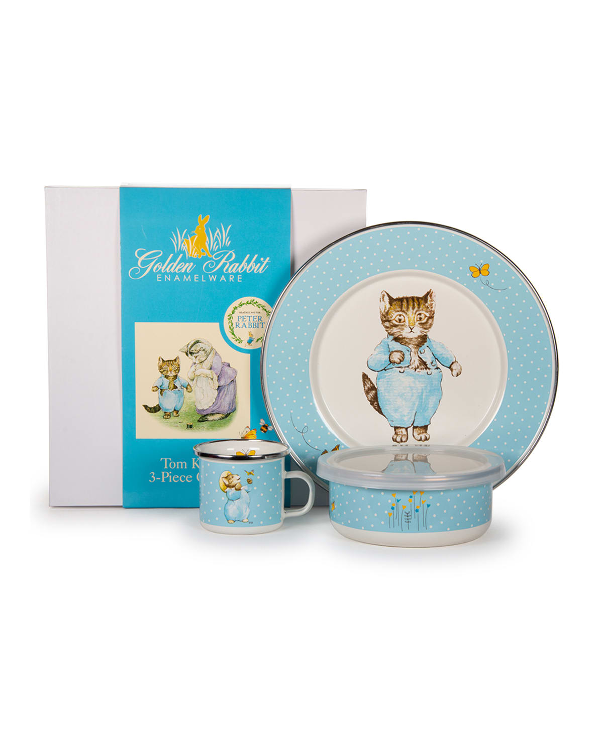 Shop Golden Rabbit Kid's Tom Kitten 3-piece Dinnerware Set In Blue