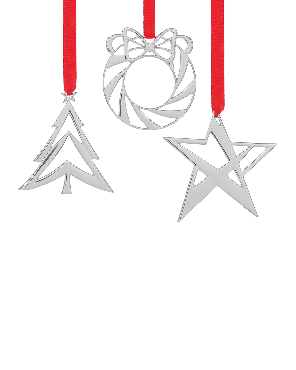 Mini Assorted Ornaments Star, Wreath, & Tree - Set of 3