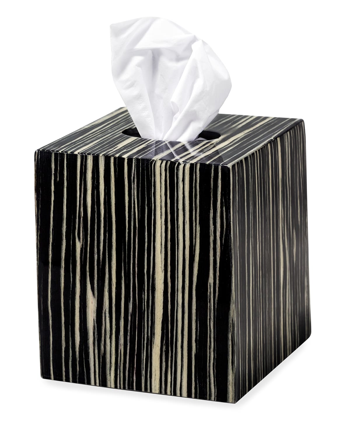 Ladorada Ebano Veneer Tissue Box In Black Multi