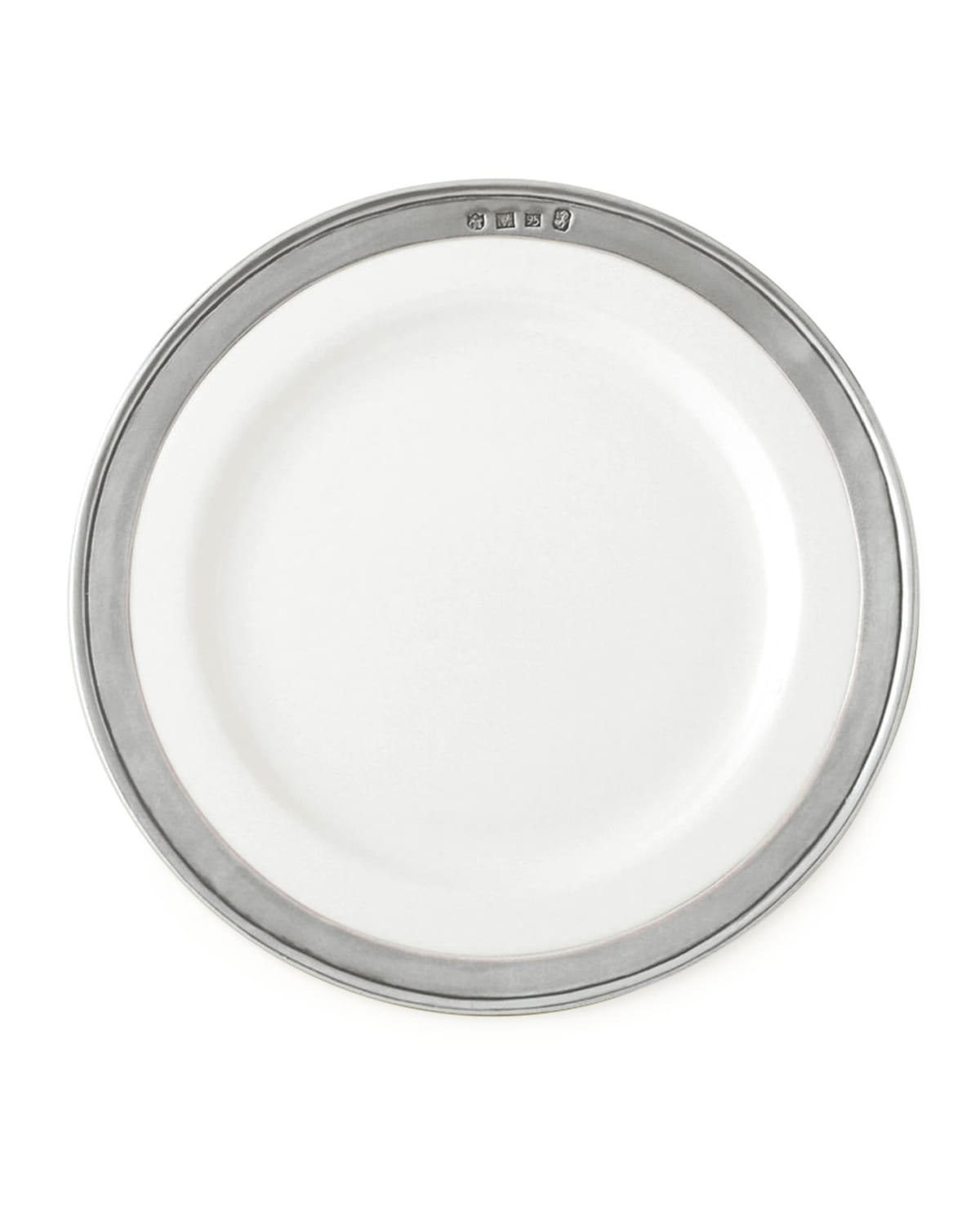 Match Convivio Ceramic & Pewter Salad/dessert Plate In Pewter/white