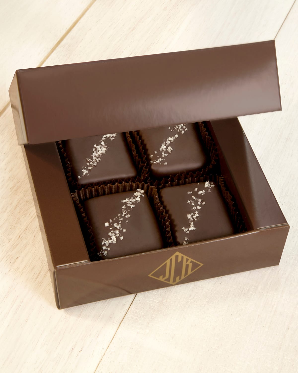 John Kelly Chocolates 4 Piece Dark Chocolate With French Grey Sea Salt Truffle Fudge Bites 9638