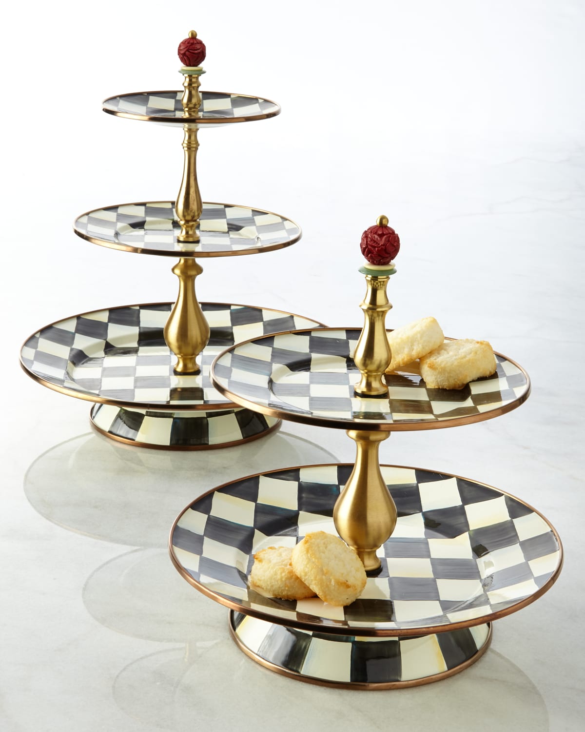 MACKENZIE-CHILDS COURTLY CHECK TWO-TIER SWEET STAND