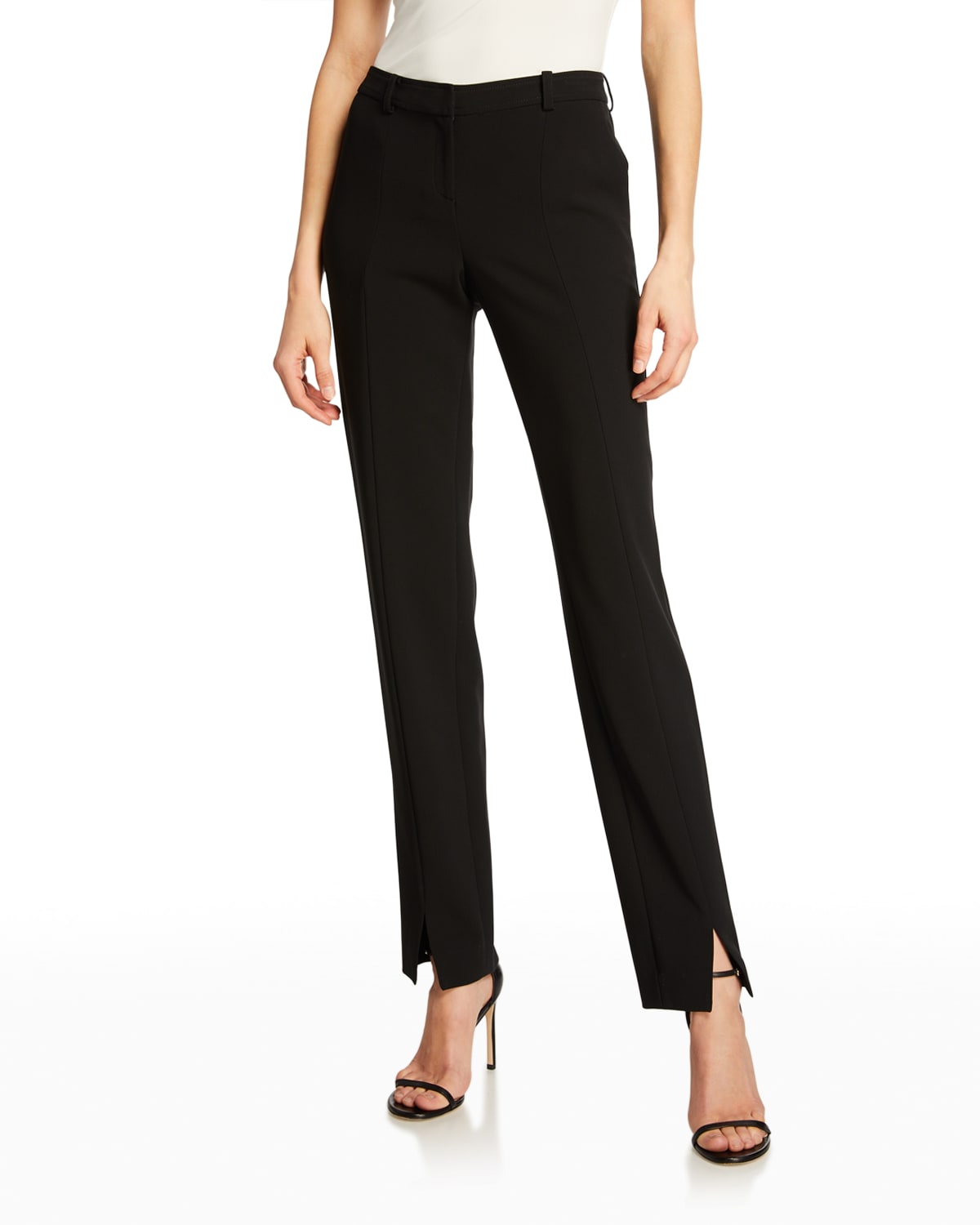 Crepe Marocain Ankle Pants, Caviar