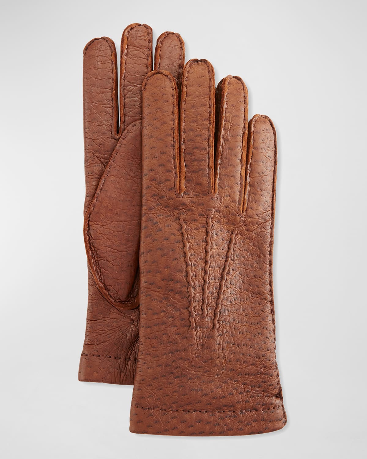 Peccary Hand-Sewn Leather Cashmere-Lined Gloves