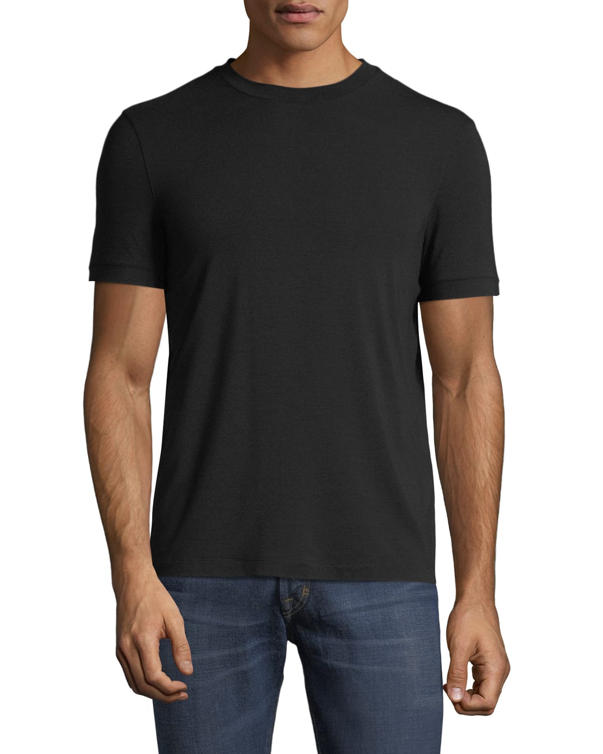 Giorgio Armani Blue Cotton T-shirt In Black