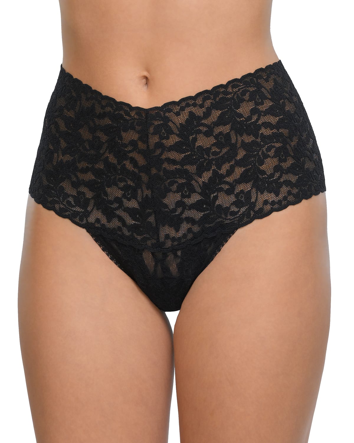Shop Hanky Panky Retro Signature Lace Thong In Black