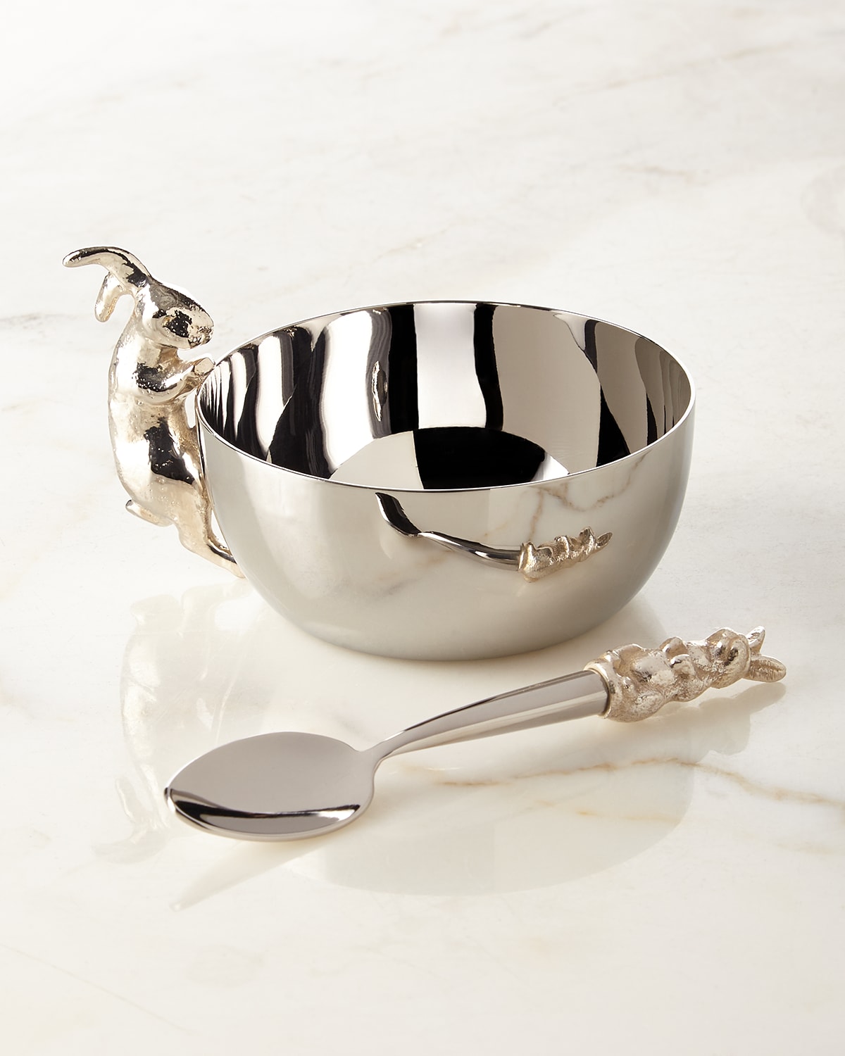Michael Aram Bunny Cup With Spoon Set In Silver