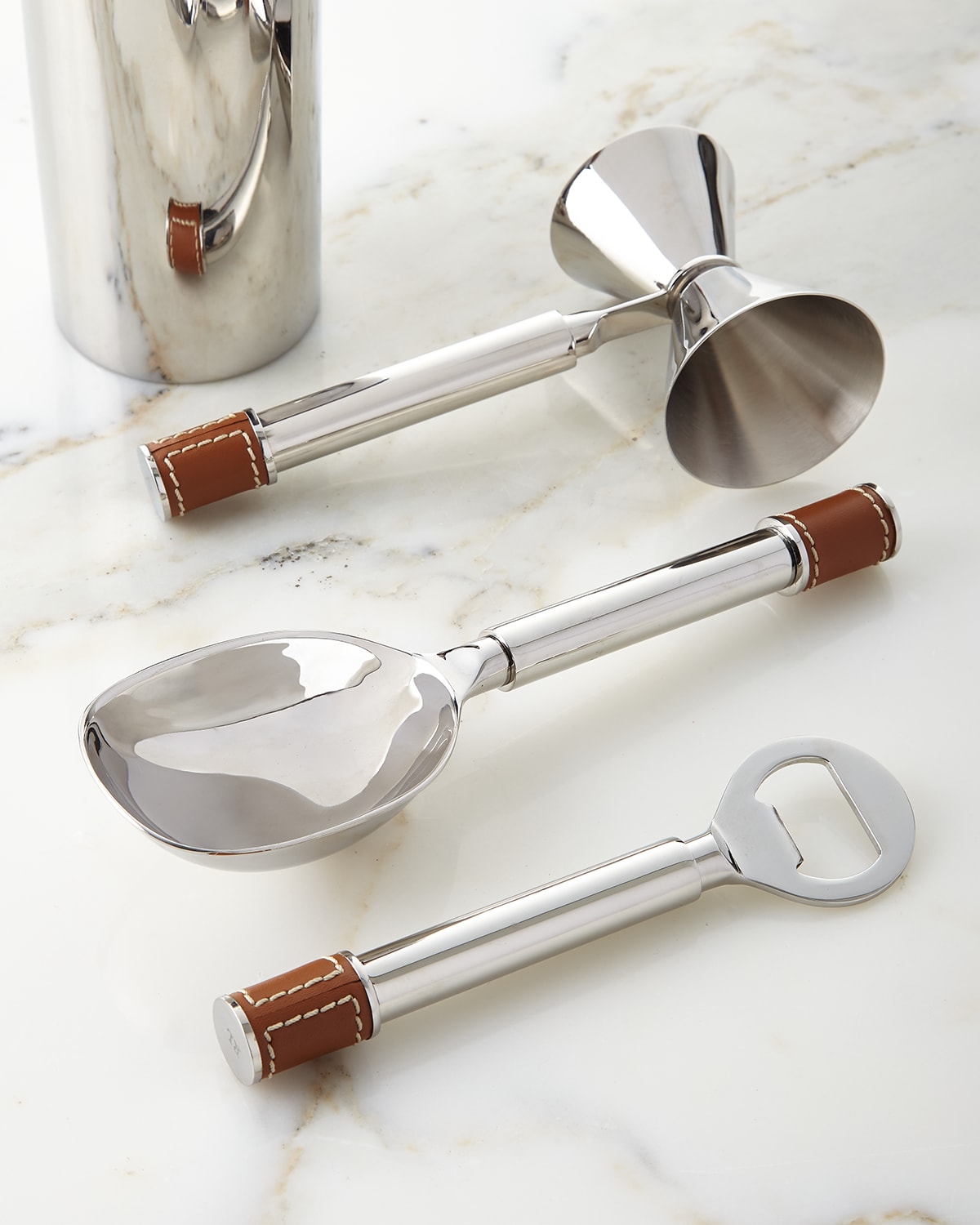 Shop Ralph Lauren Wyatt Bar Tools, Set Of 3 In Silver