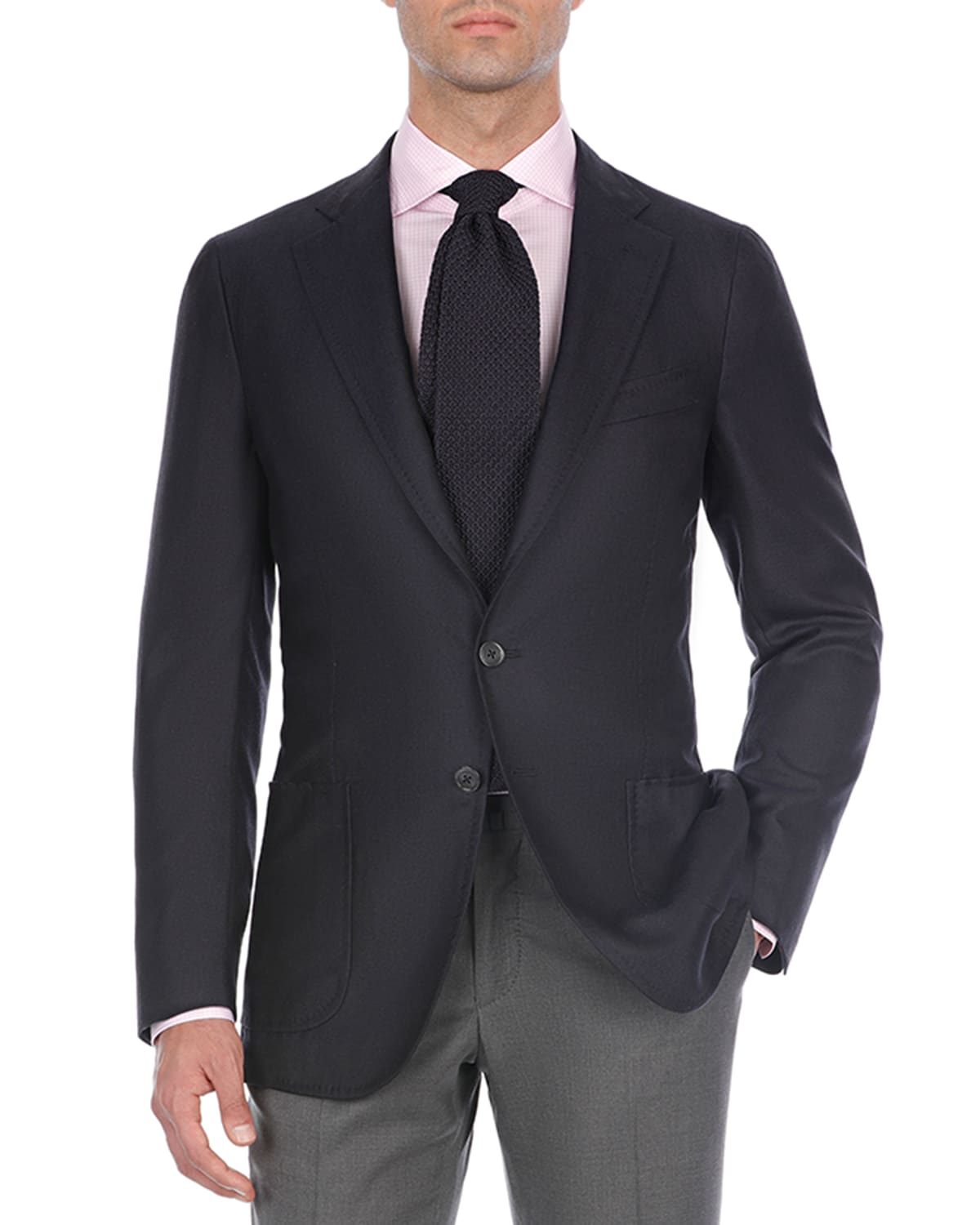 Shop Isaia Solid Cashmere-blend Sport Coat In Navy