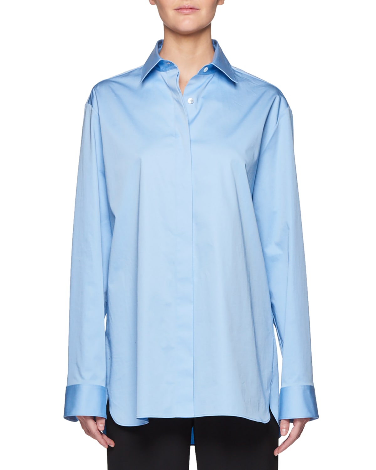 Shop The Row Big Sisea Button-front Long-sleeve Cotton-stretch Shirt In White