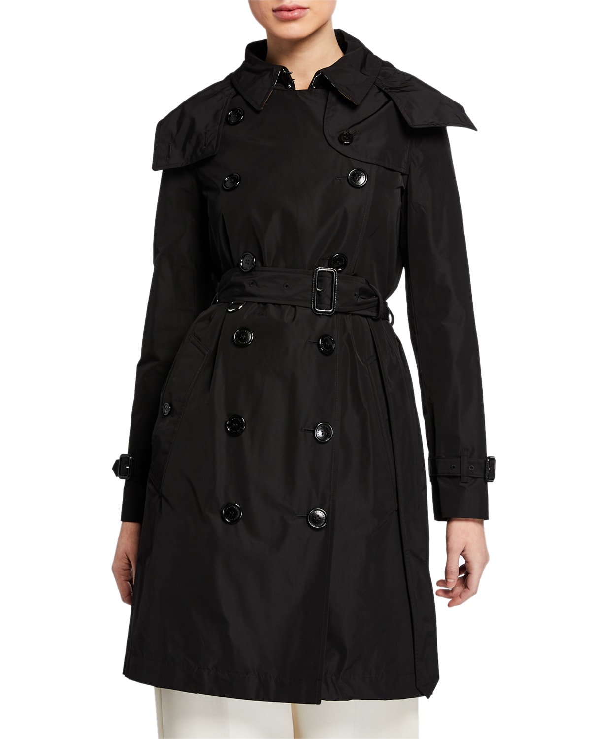 Kensington Double-Breasted Trench Coat with Detachable Hood