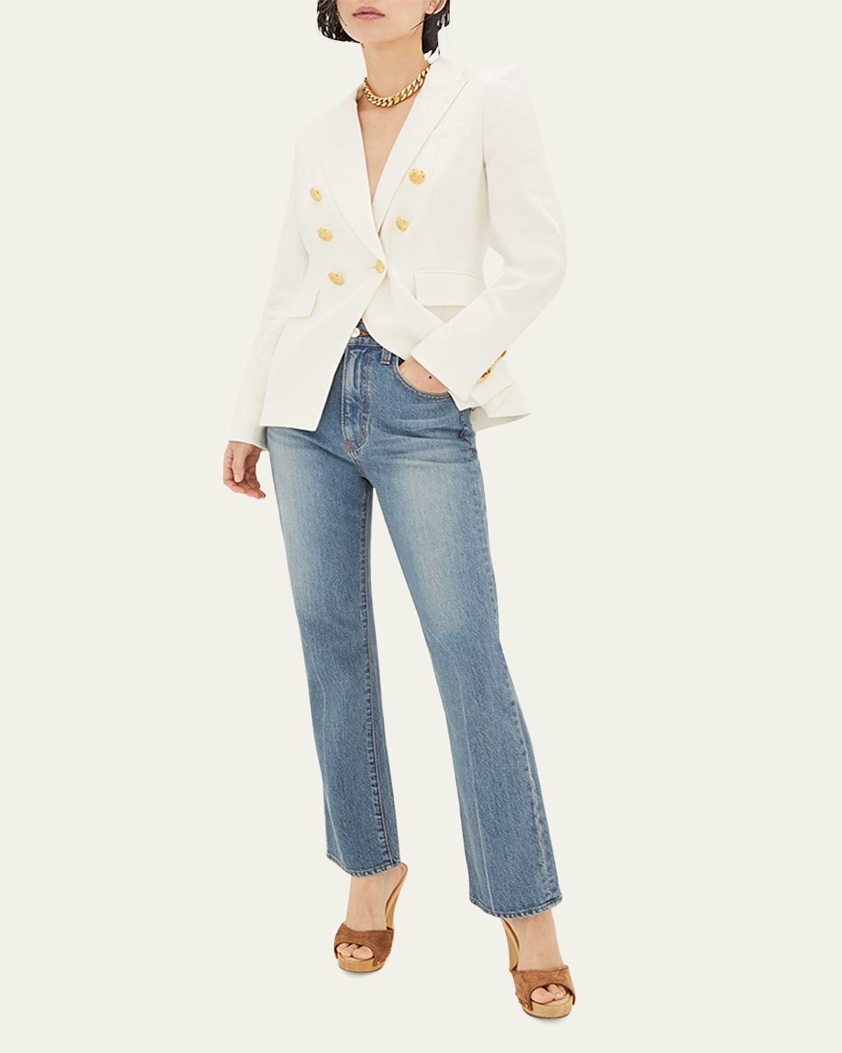 Shop Veronica Beard Miller Linen Dickey Jacket In White