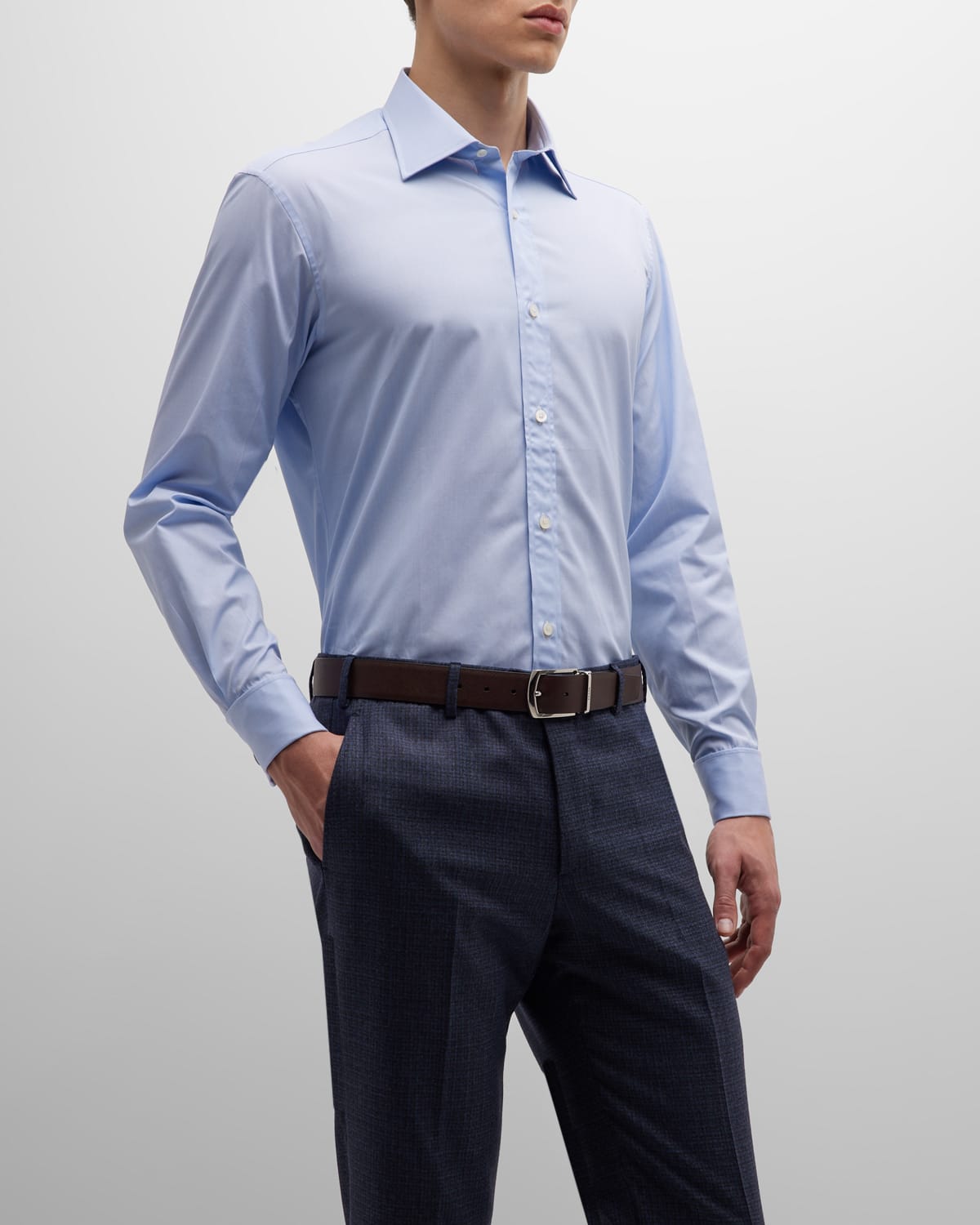 Charvet Men's French Cuff Cotton Dress Shirt In Blue