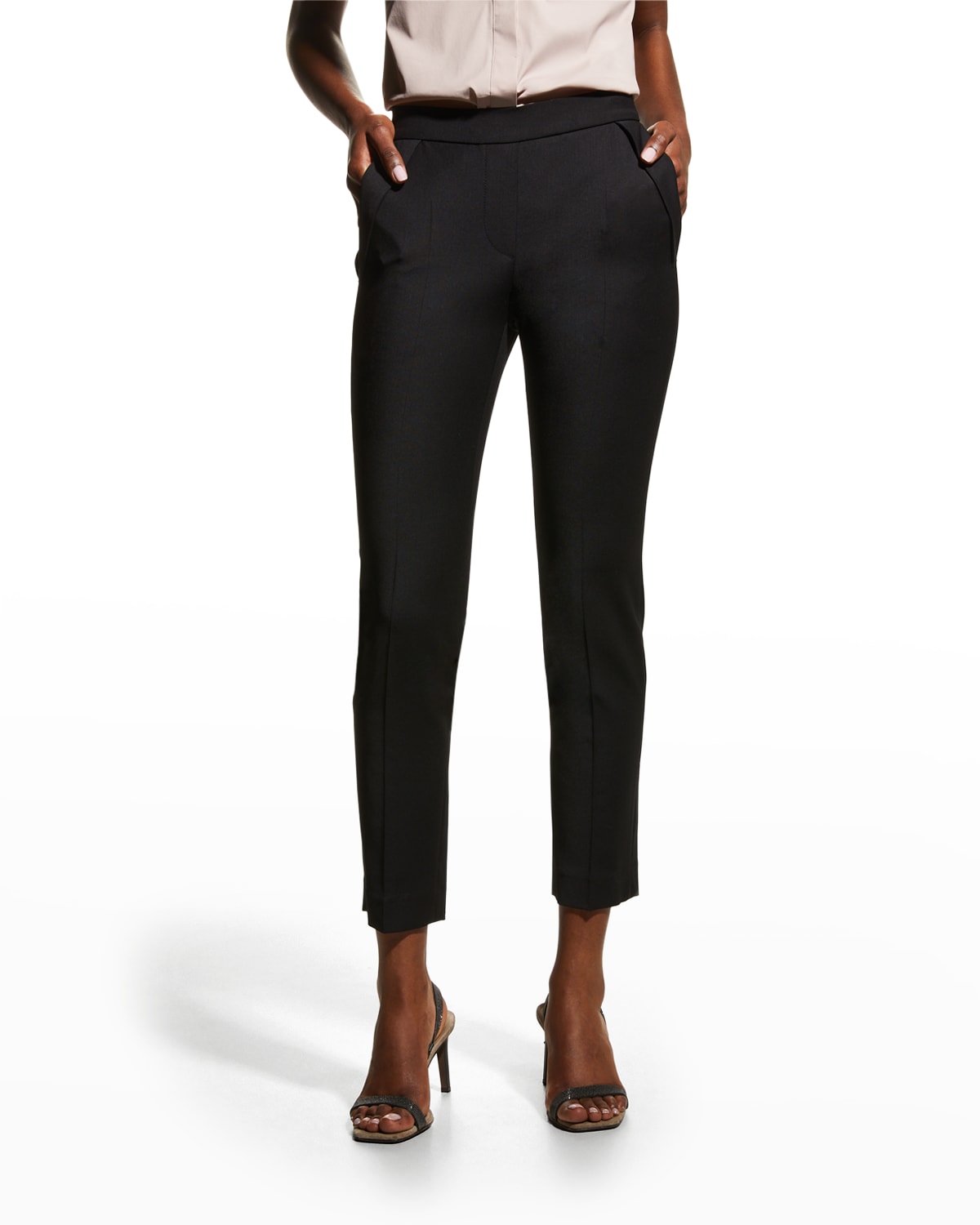 Brunello Cucinelli Women's Stretch Cotton Trousers In Black