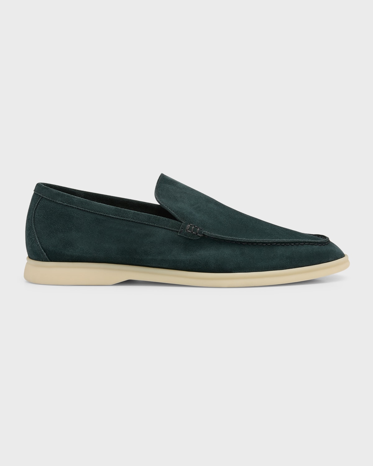 Loro Piana Men's Summer Walk Suede Loafers In Green