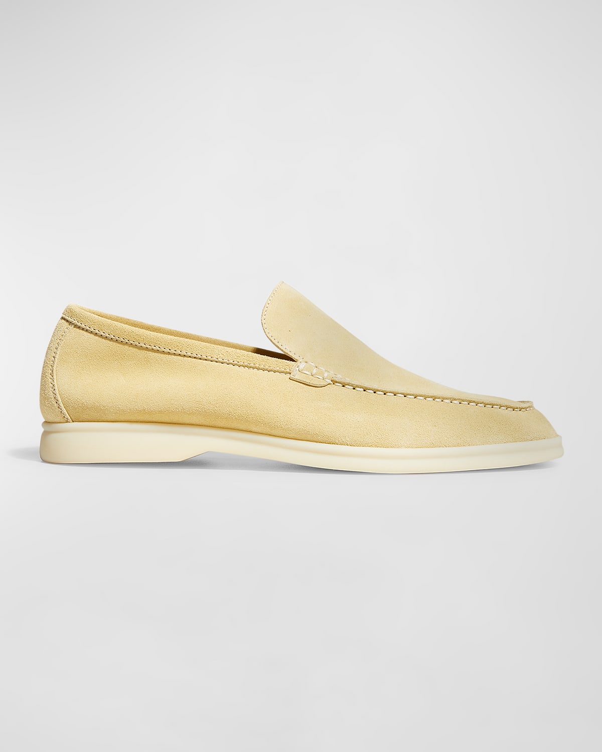 Loro Piana Men's Summer Walk Suede Loafers In Lemon Peel