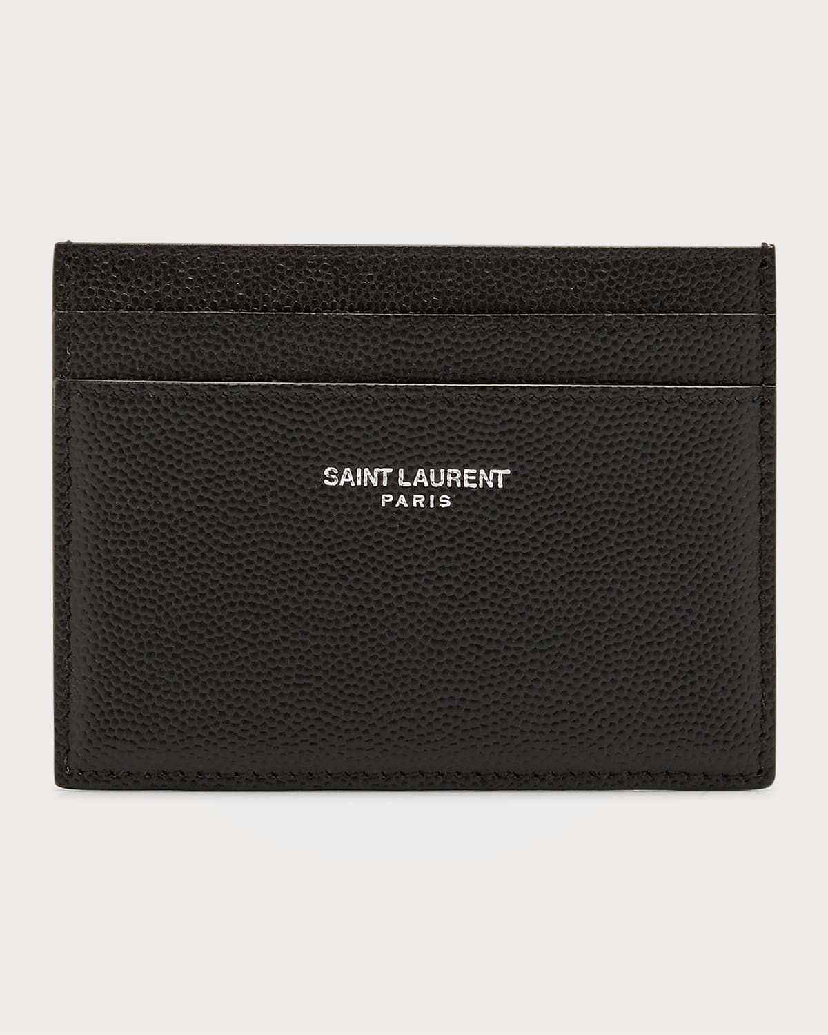 Saint Laurent Pebbled Leather Classic Card Case In Black