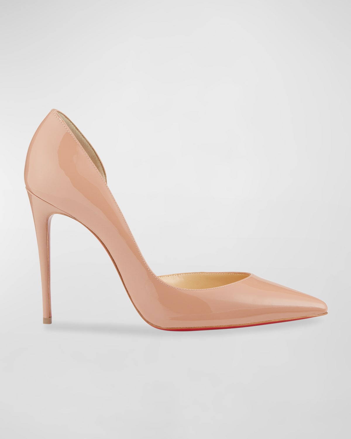 Christian Louboutin Iriza Patent 100mm Half-d'orsay Red Sole High-heel Pumps In Blush
