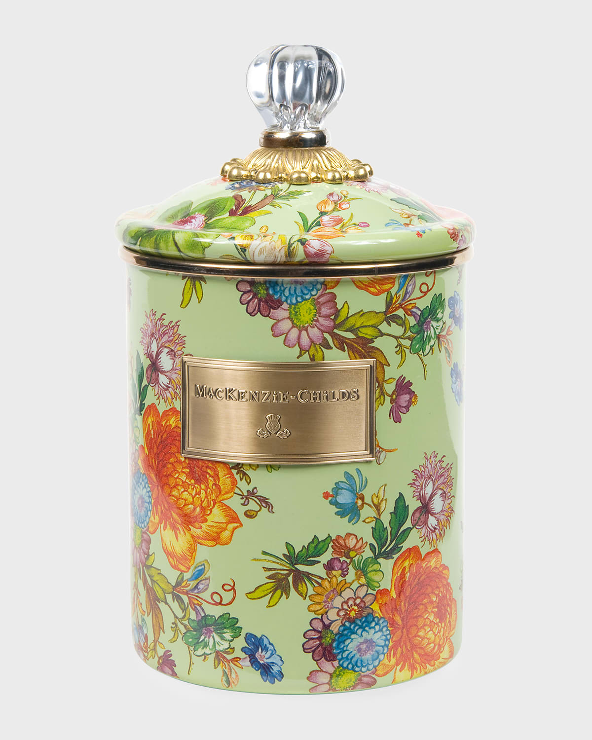 Mackenzie-childs Medium Flower Market Canister In Green